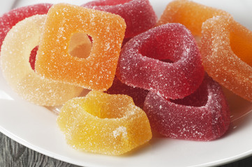 Marmalade rings on a plate