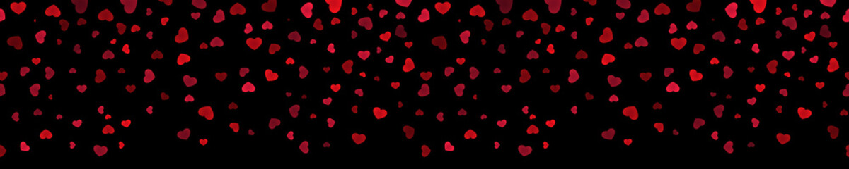 Rain of heart-shaped confetti banner design illustration