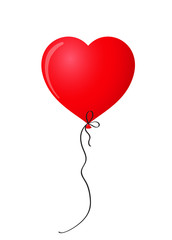 Fototapeta na wymiar Ruby red realistic heart shaped helium balloon