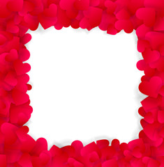 Obraz premium Love Valentines or wedding elegant frame made of red hearts