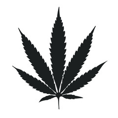 Cannabis leaf black on white background vector illustration