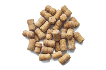 Various wine corks isolated on white background