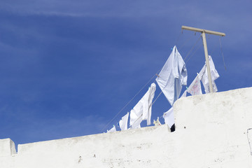 cloth to dry on terrace of white house ischia forio