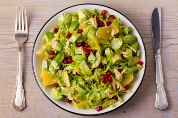 Refreshing Brussels Sprouts Pomegranate, Avocado, and Orange Salad