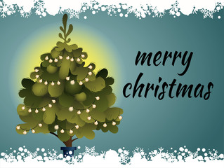 Fototapeta na wymiar Happy new year and Christmas tree, vector art and illustration.