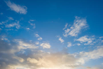 Clouds in a blue sky in winter