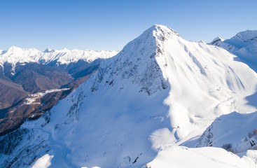 Fototapeta na wymiar top of snow-capped mountain