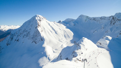 top of snow-capped mountain in sunny day