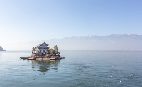 Xiao putuo island on erhai lake in Yunnan , china . large copy space