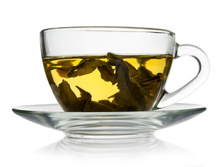 green tea in a transparent cup