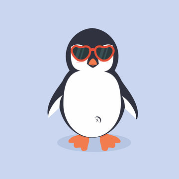 Cute Penguin cartoon with glasses