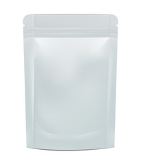 Blank foil food or drinkpouch bag on white background