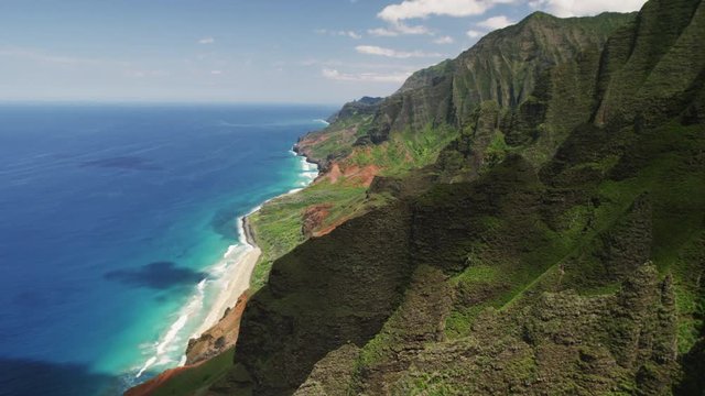 Amazing Aerial Coast Beach Reveal Na Pali Kauai