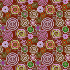 Australian design with dots - circles, waves. Seamless pattern