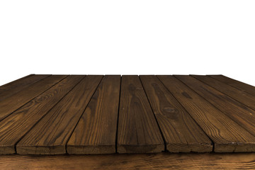 Wooden table isolated on a white background.