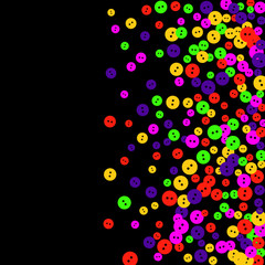 Vector Confetti Background Pattern. Element of design. Colored buttons on a black background