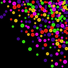 Vector Confetti Background Pattern. Element of design. Colored buttons on a black background