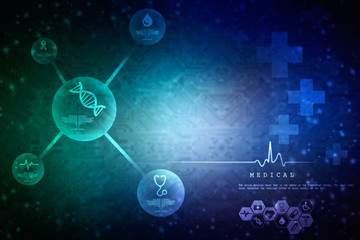 Fototapeta premium 2d render of dna structure, abstract background 