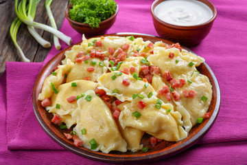 close-up of delicious hot homemade dumplings