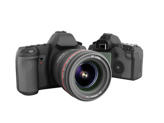 Fototapeta premium photo cameras 3d render on white no shadow
