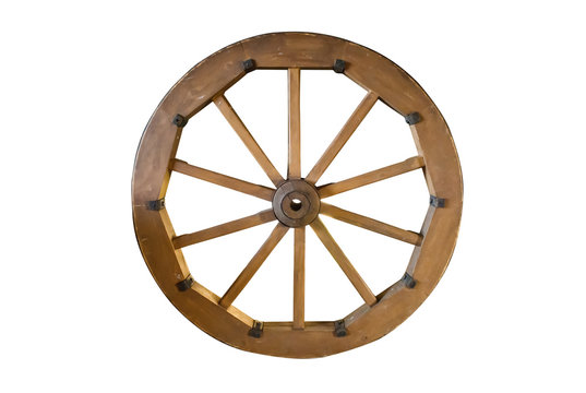 old wooden wheel isolated