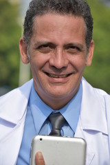 Minority Male Doctor Smiling Wearing Lab Coat