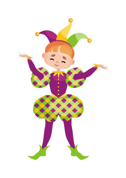 Mardi Gras vector illustration with the image of the  young man in a carnival costume.