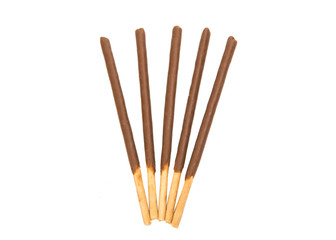 Biscuit sticks in chocolate isolated