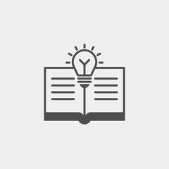 Knowledge flat vector icon. Book flat vector icon. Bulb flat vector cion