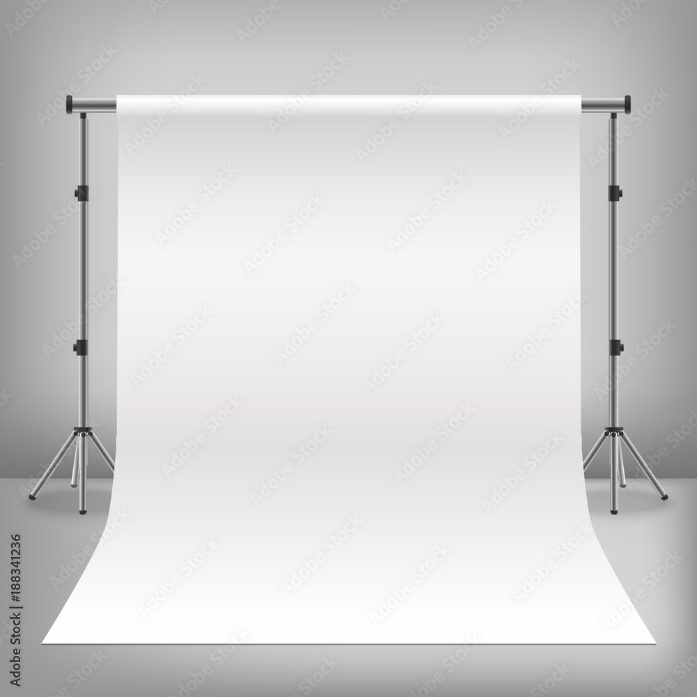 Wall mural Realistic Detailed 3d Photo Studio White Background. Vector