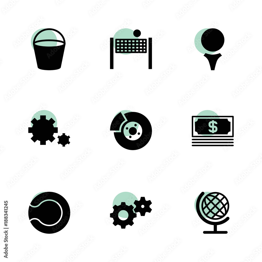 Poster round icons. vector collection filled round icons set.