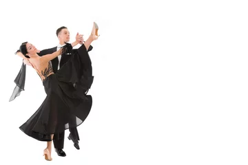 Fotobehang ballroom dance couple in a dance pose isolated on white © be free