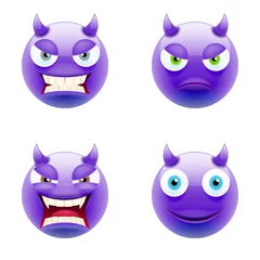 Fotobehang Set of Devil Emoticons. Set of Devil Emojis © artemoberland