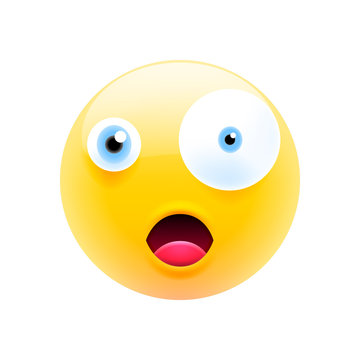 Cute Shocked Emoji with Big Eyes and Open Mouth