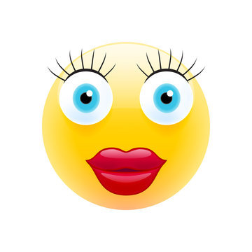 Female Emoticon. Realistic Modern Emoji