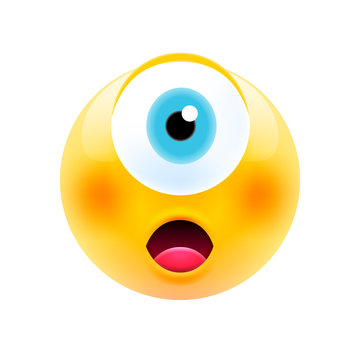 Cute Shocked Cyclop Emoji with Open Mouth