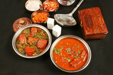 Indian Style Fish curry and Paneer Curry Dish