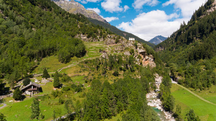 Fototapeta na wymiar Aerial view in the canton Grisons in Switzerland