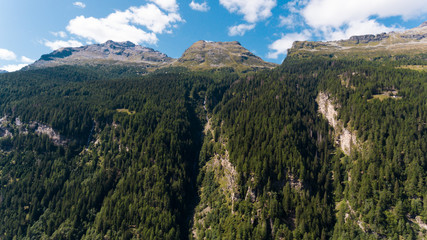 Fototapeta na wymiar Aerial view in the canton Grisons in Switzerland