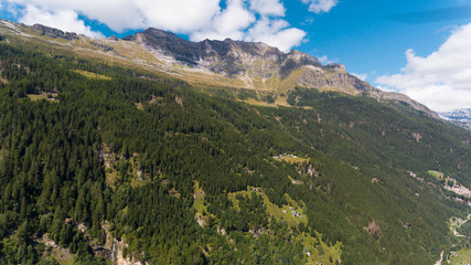 Aerial view in the canton Grisons in Switzerland