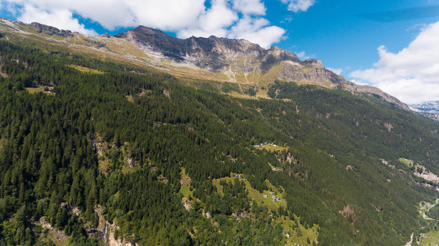 Aerial view in the canton Grisons in Switzerland