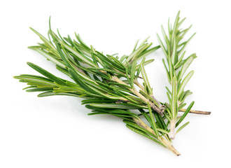 Fresh rosemary leaves isolated on white background cutout