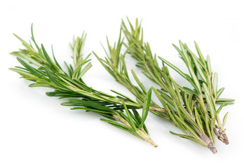 Obraz premium Fresh rosemary leaves isolated on white background cutout