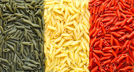 Italian flag made from pasta