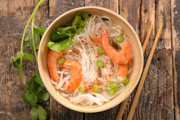 rice noodles soup with shrimp