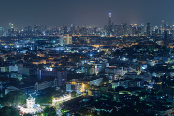 Obraz premium Bangkok city night light, Thailand - cityscape background