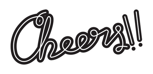 Cheers! Hand drawn custom lettering vector