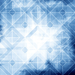 Abstract blue and white tile design background. Geometric square rhombus pattern.
