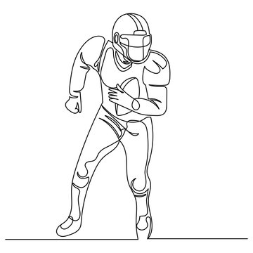 Continuous Line Drawing American Football Player.