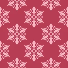 Foto op Canvas Floral seamless pattern on red background © Liudmyla